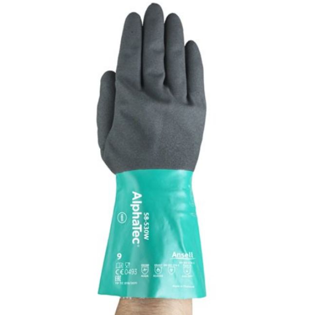AlphaTec® 58-530W antistatické povrstvené rukavice chrániace pred tekutými chemikáliami